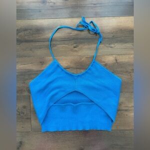 Garage Ribbed Knit Halter Crop Top – Size M